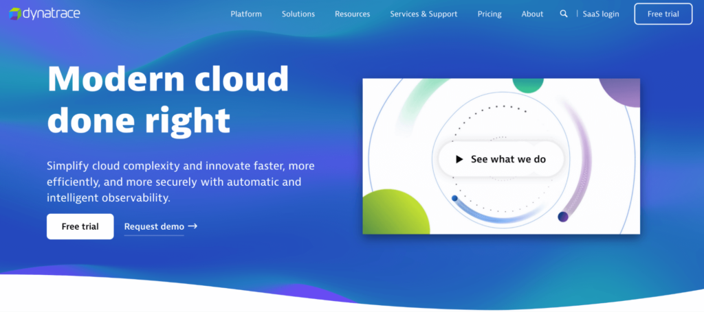 Dynatrace homepage.