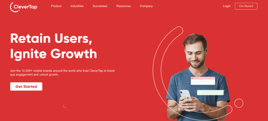 CleverTap homepage: Retain users, ignite growth.