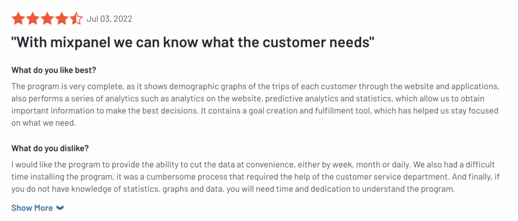 Mixpanel review: With Mixpanel, we know what the customer needs